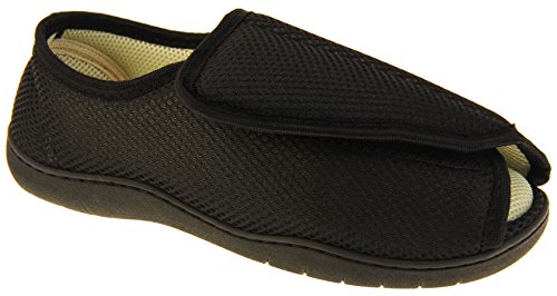 Zapatillas ortopédicas Footwear Studio con velcro ajustable para hombres, color Negro, talla 41/42 EU