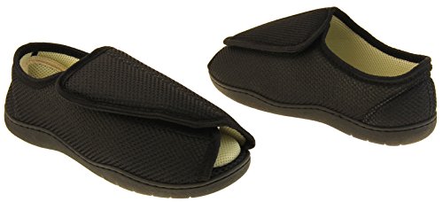 Zapatillas ortopédicas Footwear Studio con velcro ajustable para hombres, color Negro, talla 41/42 EU