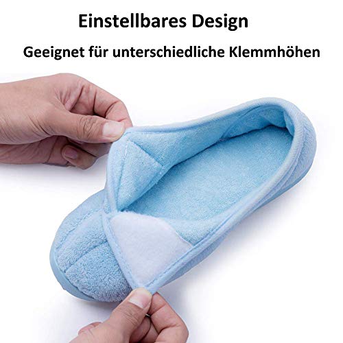 Zapatillas para mujer con memoria de espuma para diabéticos, artritis y edema, ajustables, cómodas, con dedos cerrados, color Azul, talla 38 EU