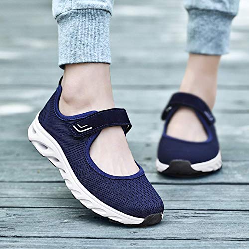 Zapatillas para Mujer Deportivo Sandalias Merceditas Ligero Mary Jane Deportes para Caminar Yoga Mocasines Verano Correr Calzado Azul EU40
