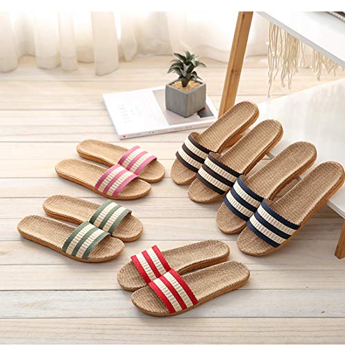 Zapatillas para Mujer Hombre Unisex Zapatillas de Estar por Casa de Lino Interior Sandalias de Playa Verano Primavera Otoño(Rosa,39-40)