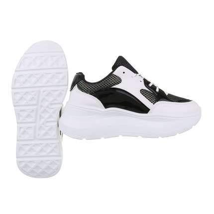 Zapatillas para mujer, suela gruesa, color negro y blanco, Blanco (blanco), 40 EU