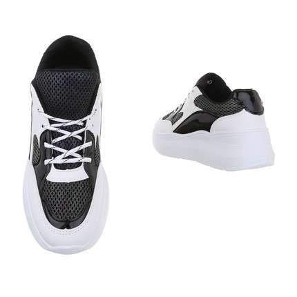 Zapatillas para mujer, suela gruesa, color negro y blanco, Blanco (blanco), 40 EU