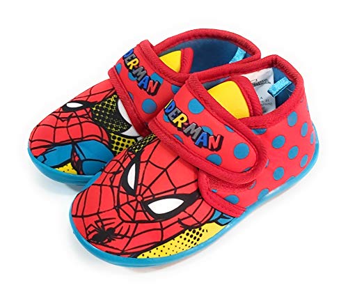 Zapatillas Spiderman de Estar por Casa - Zapatillas Marvel Spiderman Niños Pantuflas Media Bota Velcro (Numeric_23)