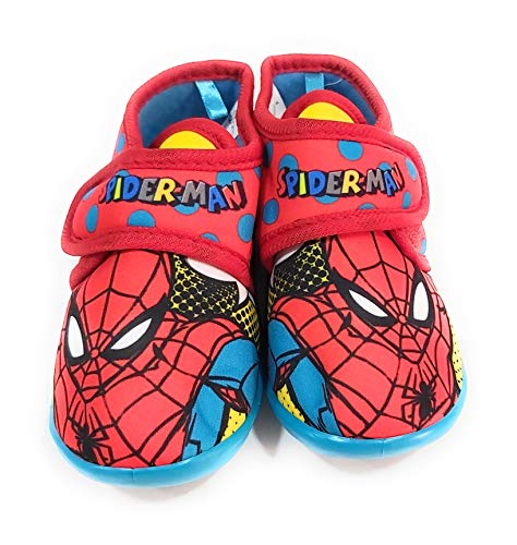 Zapatillas Spiderman de Estar por Casa - Zapatillas Marvel Spiderman Niños Pantuflas Media Bota Velcro (Numeric_23)
