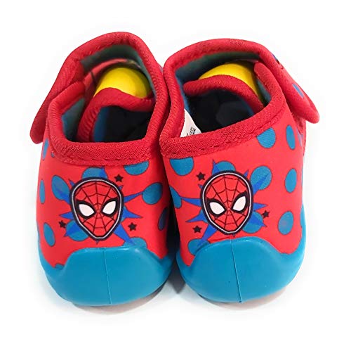 Zapatillas Spiderman de Estar por Casa - Zapatillas Marvel Spiderman Niños Pantuflas Media Bota Velcro (Numeric_23)