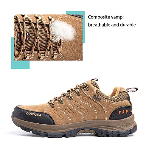 Zapatillas Trekking Hombre Antideslizantes Zapatos de Senderismo Transpirable Botas Montaña Bajas al Aire Libre 2 Marrón Talla 43 EU