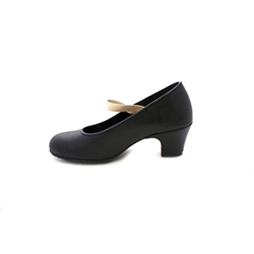 Zapato Baile Flamenco Puntera y tacón de Metal sujección con Goma Danka en Negro T1560 Talla 38