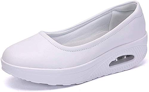 Zapato de Deporte Mujer Cuña Plataforma Zapatillas Transpirable Antideslizante Adelgazar Height-Increasing Fitness Sneaker