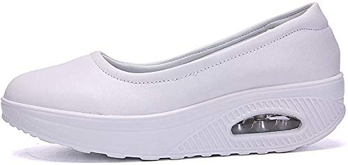 Zapato de Deporte Mujer Cuña Plataforma Zapatillas Transpirable Antideslizante Adelgazar Height-Increasing Fitness Sneaker