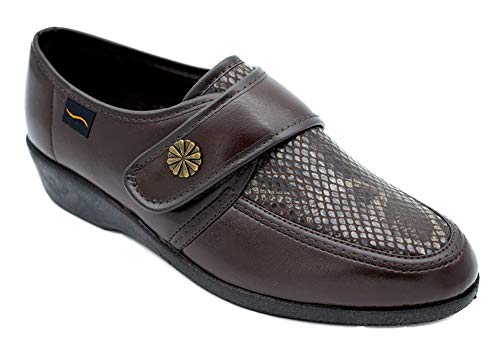 Zapato DOCTOR CUTILLAS Ancho Especial ORTOPÉDICO Licra Velcro MARRÓN (Marron, 38)