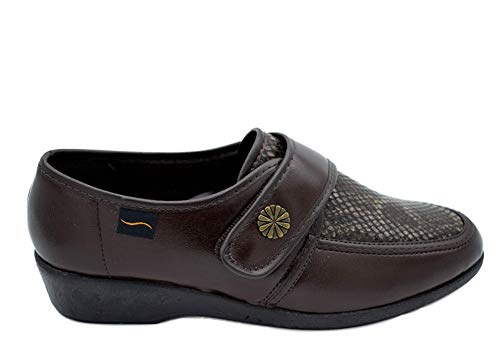 Zapato DOCTOR CUTILLAS Ancho Especial ORTOPÉDICO Licra Velcro MARRÓN (Marron, 38)