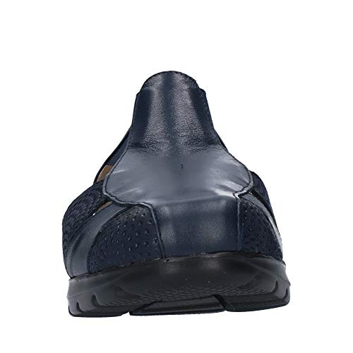 Zapato en Piel con Elasticos y Plantilla Extraible cuñita de 3cm (Marino, Numeric_38)