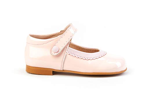 . Zapato Francesita niñas de Piel Fabricados en España. Disponible Desde la Talla 18 hasta la Talla 27 - Mi Pequeña Modelo 1508V Color Blanco,Marino,Rosa,Camel,Rojo y Beige.