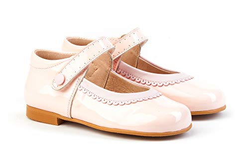 . Zapato Francesita niñas de Piel Fabricados en España. Disponible Desde la Talla 18 hasta la Talla 27 - Mi Pequeña Modelo 1508V Color Blanco,Marino,Rosa,Camel,Rojo y Beige.