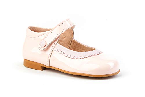 . Zapato Francesita niñas de Piel Fabricados en España. Disponible Desde la Talla 18 hasta la Talla 27 - Mi Pequeña Modelo 1508V Color Blanco,Marino,Rosa,Camel,Rojo y Beige.