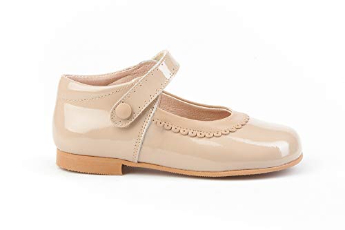 . Zapato Francesita niñas de Piel Fabricados en España. Disponible Desde la Talla 18 hasta la Talla 27 - Mi Pequeña Modelo 1508V Color Blanco,Marino,Rosa,Camel,Rojo y Beige.