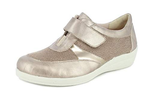 Zapato mujer DOCTOR CUTILLAS, en piel adaptable color beige, velcros. Mod.43637 (Beige, numeric_35)