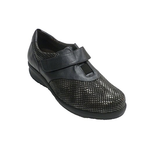 Zapato Mujer Pala Licra de Serpiente Doctor Cutillas en Negro Talla 35