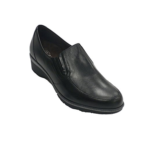 Zapato Mujer Pala Lisa con cuña Pitillos en Negro Talla 36