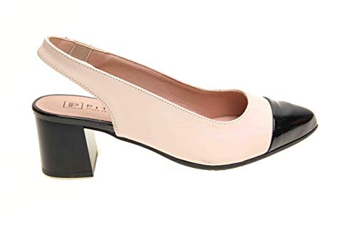 Zapato Tipo Salon Descubierto en Piel Charol Volga (Negro/Nude, Numeric_41)