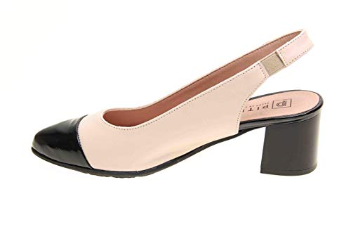 Zapato Tipo Salon Descubierto en Piel Charol Volga (Negro/Nude, Numeric_41)