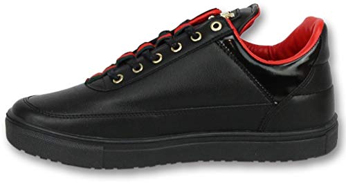 Zapatos Abotinados Baratos - Hombre Line Black Green Red - Negro