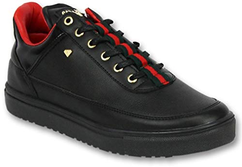 Zapatos Abotinados Baratos - Hombre Line Black Green Red - Negro