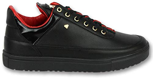 Zapatos Abotinados Baratos - Hombre Line Black Green Red - Negro