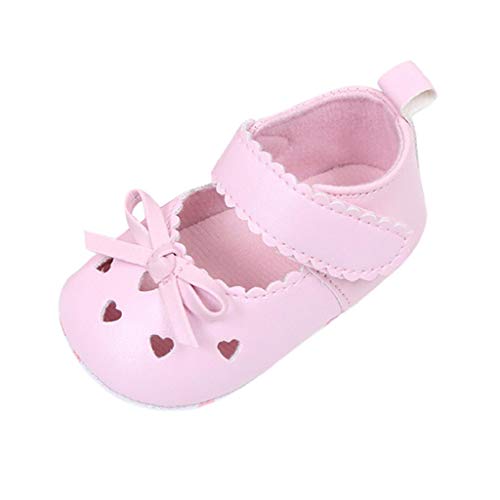 Zapatos Bebé Niña 2019 SHOBDW Zapatos De Cuna Zapatillas Antideslizantes De Suela Blanda Zapatos Bowknot De Velcro Verano Zapatos Bebé Recién Nacida Zapatos Bebe Primeros Pasos(Rosa,0~6)
