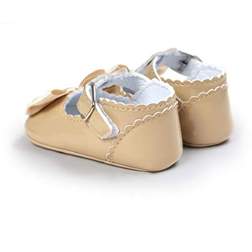 Zapatos Bebé Niña 2019 SHOBDW Zapatos De Princesa Dulce Pisos Zapatos Cuna Suela Suave Antideslizante Zapatillas Zapatos Lindos del Bowknot Primeros Pasos Zapatos Bebé Recién Nacida(Caqui,0~6)