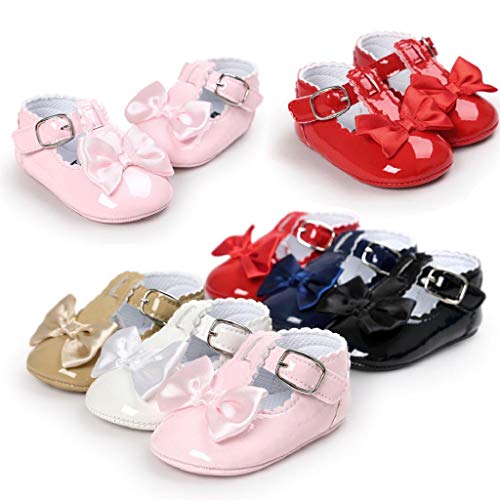 Zapatos Bebé Niña 2019 SHOBDW Zapatos De Princesa Dulce Pisos Zapatos Cuna Suela Suave Antideslizante Zapatillas Zapatos Lindos del Bowknot Primeros Pasos Zapatos Bebé Recién Nacida(Caqui,0~6)