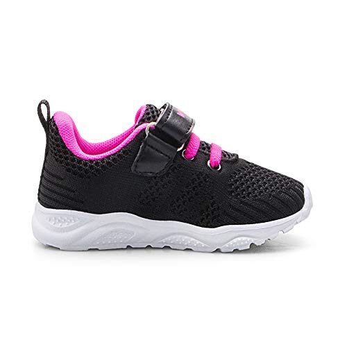 Zapatos Bebe Niña Deportivas Niña Velcro Chicas Tenis Bambas Zapatillas de Correr Unisex Calzado Gimnasio Caminar Diariamente Zapatos Atléticos Interior y Exterior Lindo Moda Negro Talla 29