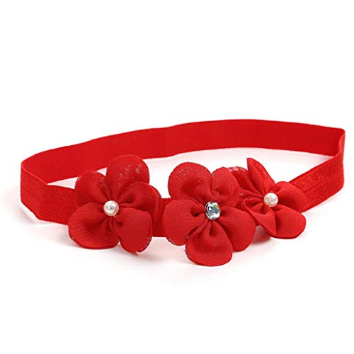 Zapatos Bebé Niña+Diademas SHOBDW Regalo Flores Suela Suave Antideslizante Zapatillas Lindo Dulce Bowknot Zapatos De Princesa Zapatos Bebe Primeros Pasos 2019 Zapatos Bebé Recién Nacida(Rojo,6~12)