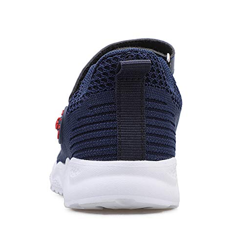 Zapatos Bebe Niño Deportivas Niño Velcro Muchachos Tenis Bambas Zapatillas de Correr Unisex Calzado Gimnasio Caminar Diariamente Zapatos Atléticos Interior y Exterior Lindo Moda Azul Oscuro Talla 36