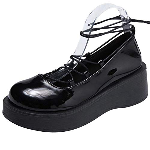 Zapatos Casuales de Mujer Mary Jane Lolita Vendaje Cruzado al Aire Libre cómodo Vestido Elegante de Muy Buen Gusto Zapatos de cuña de Mujer a Juego