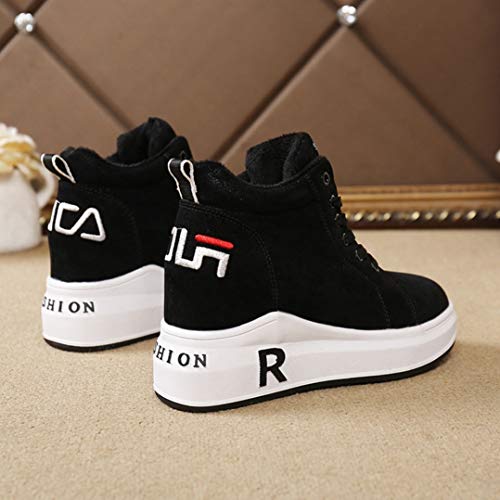 Zapatos Casuales de Plataforma para Mujer Zapatillas de Ante Ligeras con Cordones y Punta Redonda Zapatillas de Deporte con cuña Oculta para Mujer Zapatillas Bajas