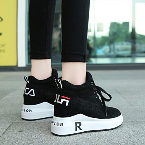 Zapatos Casuales de Plataforma para Mujer Zapatillas de Ante Ligeras con Cordones y Punta Redonda Zapatillas de Deporte con cuña Oculta para Mujer Zapatillas Bajas