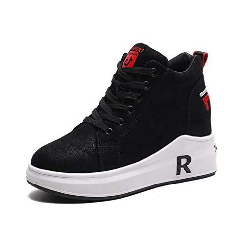 Zapatos Casuales de Plataforma para Mujer Zapatillas de Ante Ligeras con Cordones y Punta Redonda Zapatillas de Deporte con cuña Oculta para Mujer Zapatillas Bajas