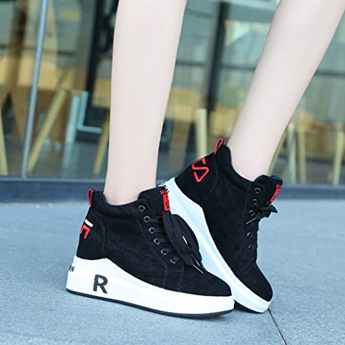 Zapatos Casuales de Plataforma para Mujer Zapatillas de Ante Ligeras con Cordones y Punta Redonda Zapatillas de Deporte con cuña Oculta para Mujer Zapatillas Bajas