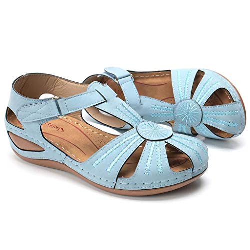 Zapatos Casuales Sandalias De Mujer, Mujer Señoras Niñas Cómodo Tobillo Hueco Punta Redonda Sandalias Zapatos De Suela Blanda Sandalias Clásicas Sexis Zapatos De Mujer