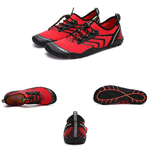Zapatos de Agua Hombre Mujer Zapatillas para Playa Surf Natación Calzado Piscina Secado Rápido Escarpines Rojo 38