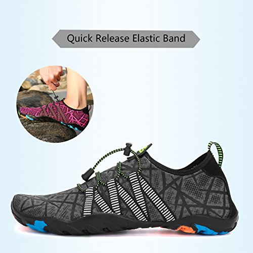 Zapatos de Agua para Buceo Snorkel Surf Piscina Playa Vela Mar Río Aqua Cycling Deportes Acuáticos Calzado de Natación Escarpines para Hombre Mujer (43 EU, Gris)