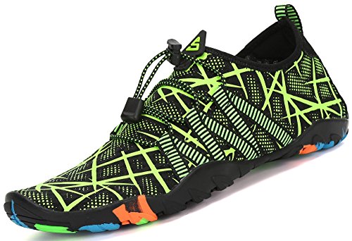 Zapatos de Agua para Buceo Snorkel Surf Piscina Playa Vela Mar Río Aqua Cycling Deportes Acuáticos Calzado de Natación Escarpines para Hombre Mujer,Verde 39