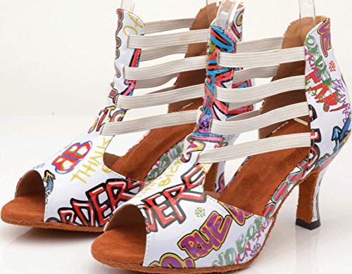 Zapatos de baile latino para mujer, con cremallera, color Blanco, talla 42 EU