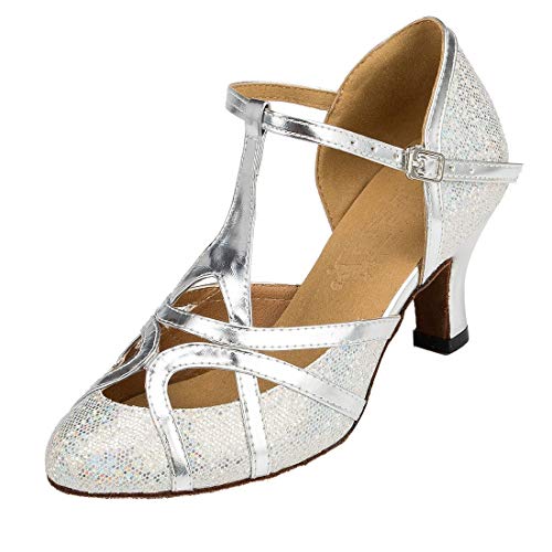 Zapatos de baile latino para mujer, con punta cerrada y purpurina, sintéticos, para noche o boda, estilo tango, color, talla 42 EU