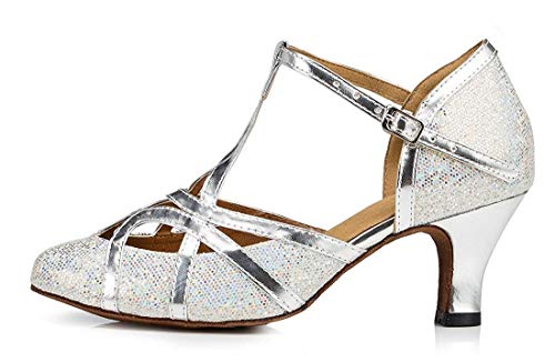 Zapatos de baile latino para mujer, con punta cerrada y purpurina, sintéticos, para noche o boda, estilo tango, color, talla 42 EU