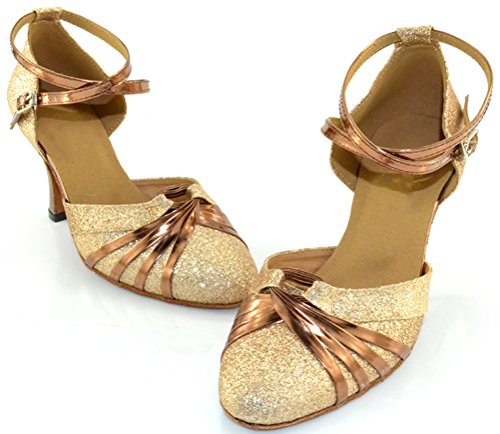 Zapatos de Baile para Mujer, cómodos, Latinos, Modernos, Tango, Cha-cha, Color Dorado, Talla 42 EU
