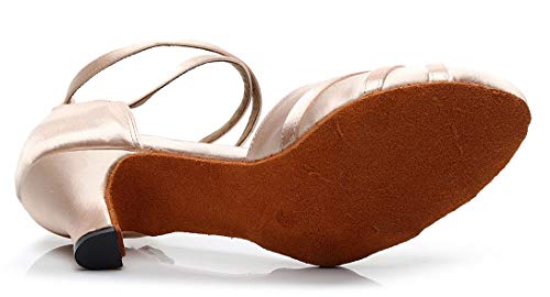 Zapatos de Baile para Mujer con Punta Cerrada y tacón de Gatito Latino Cha Cha Tango, Color Rosa, Talla 42 EU