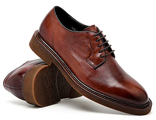 Zapatos de Cordones para Hombre Derby Cuero Casual Formal Oxford Zapatos de Vestir Marrón 44 EU
